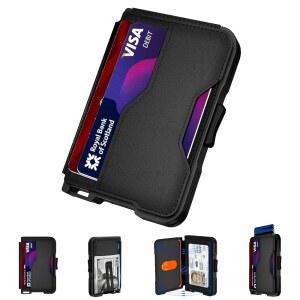 남성용 티즈무오 지갑, 머니 클립이 있는 슬림 팝업 카드 케이스, RFID 차단 이중폴드 미니멀리스트 가죽 슬롯 신용 홀더(블랙)