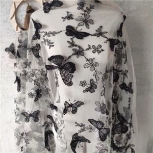 메쉬 자수 꽃 인형 옷 베일 커튼 디자이너 원단 의류호환  3D 나비 웨딩 드레스 신부 레이스