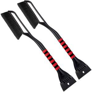 더 넓은 얼음 스크레이퍼가 있는 FOVAL 27인치 스노우 브러시(폭 4.73인치)(2팩), 자동차, 트럭, SUV, 윈드실드에 편안한 폼 그립이 있는 제설 자동차 브러시(중장비 ABS, PVC 브러시)