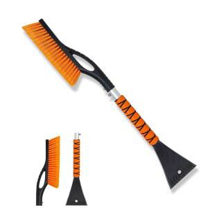 Wewymewo 27인치 분리형 알루미늄 스노우 브러시 및 자동차 앞유리용 얼음 스크레이퍼 - 인체공학적 폼 그립, 자동차, 트럭, SUV 앞유리 및 창문, 겨울 자동차 필수 도구에 적합합니다