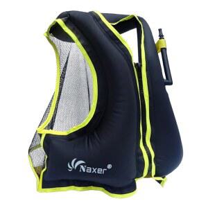 NAXER 풍선 부력 재킷 성인용 스노클 조끼 카약 스노클링 수트 90-200파운드 수영 보트 패들보드 수상 스포츠