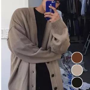 [프로셀러] 봄 가을 기본 남자 브이넥 오버핏 긴팔 가디건 티셔츠