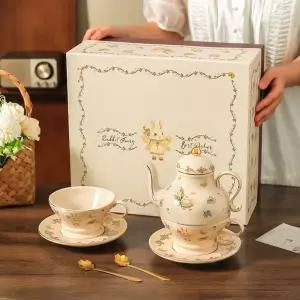 북유럽 장미 홍차티팟세트 플라워 영국 내열유리포트 찻잔 에프터눈티 티