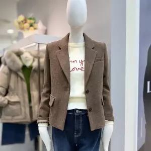 [더틸버리]울 멜란지 투버튼 크롭 싱글재킷MTRAM0JK11W_DG