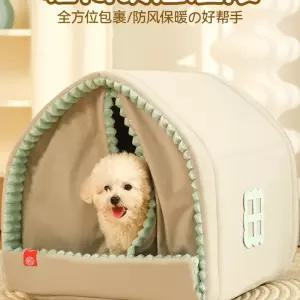 강아지 난방 텐트 숨숨집 애견 하우스 S 커튼 고양이