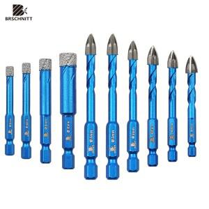 BRSCHNITT 10개 드릴 비트 세트 건식 코어 나선형 홈 퀵 핏 핸들 크로스 스파이럴 하드 스틸