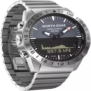 노스 엣지 가비아 파일럿 워치 럭셔리 스테인리스 스틸 아날로그 디지털 시계 남성용 고도계 컴퍼스