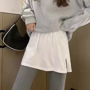 페이크 레이어드티 밴딩 스커트 허리밴딩