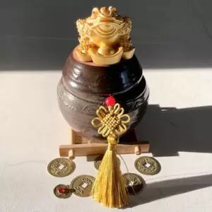 행운 삼족두꺼비 소금 단지 인테리어 옹기 소금항아리 현관소금