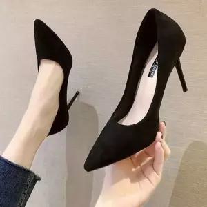 [하프클럽/]스틸레토 키높이 베스트 펌프스힐 심플 스웨이드 킬힐