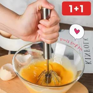스텐 거품기 주방 휘핑 달걀 반자동 크림 베이킹 거품도구  1+1