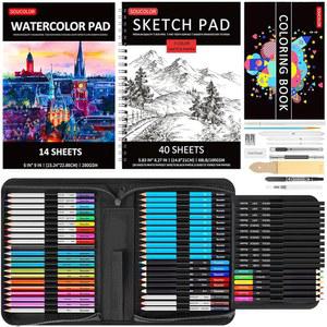 수컬러 아트 용품, 76팩 드로잉 세트 스케치 키트, 아티스트 상자: 3색 스케치북, 수채화 패드, 컬러링북, 컬러 금속 연필