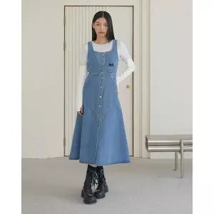 [에고이스트]ER1DO160장식비조포인트플레어민소매데님원피스_DJ