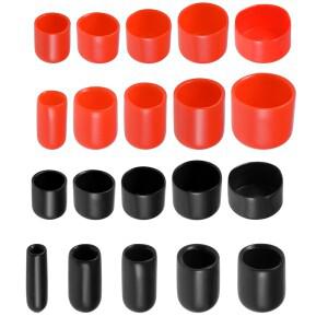 152025pcs 10-28mm 고무 엔드 캡 20-30mm 높이 비닐 라운드 커버 나사 스레드 보호기 검정빨간색 볼트