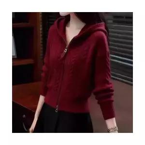 여자 추천 후드 가디건 그레이 트위드 더블 집업 니트 카디건 가을 겨울 소프트 숏 스웨터 SPO마켓4