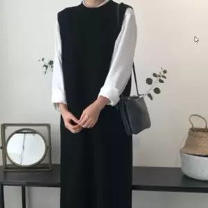 박시핏 베스트 스타일링 포인트 롱 니트 조끼 (WFKBSPY)