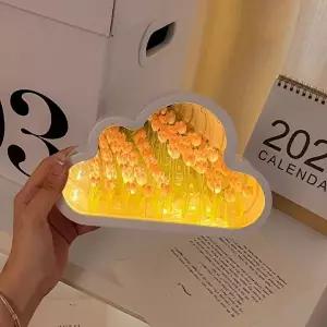 구름 무드등 튤립 집들이 선물 조명등 꽃 거울