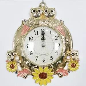 금도금 해바라기 쌍부엉이 무소음 인테리어 벽시계 (KYR-W5FDFD7)