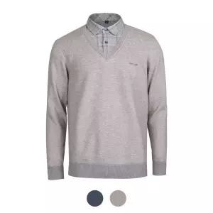 [하프클럽/]멘즈 기모안감 셔츠 레이어드 브이넥 니트티셔츠 AR-KAK-882