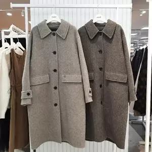 [셀러허브 1]무자크홈플러스17 HC17 LC6225   M/그레이 여성 가을 겨울 간절기 핸드메이드 알파카 롱 코트