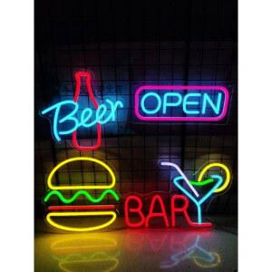 술집 led 네온사인 표시등 인테리어 영업중 가게 LED전광판 OPEN 와인 네온간판