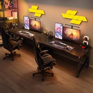 컴퓨터 책상 게이밍 브라이트 연구 2인 각도조절 블랙 일체형 데스크탑 pc 데스크