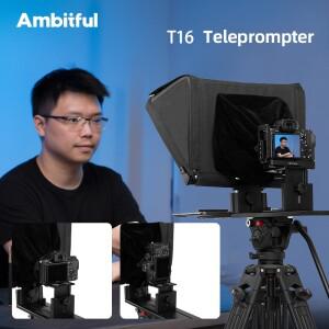 Ambitful T16 대형 스크린 텔레프롬프터 전문 인터뷰 접이식 (휴대폰 DSLR 카메라 라이브 비디오 녹화용)