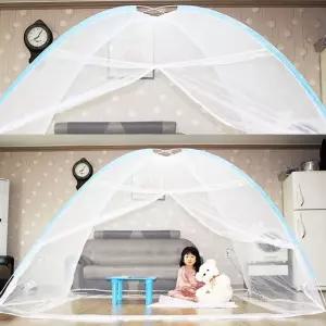 3초 간단 설치 원터치 돔형구조 지퍼 200X200 모기장사각 여름 모기채 방역 잡는방법 바닥있는텐트 매쉬 파