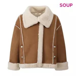 [SOUP](타임스퀘어점패션관)루즈핏 융털 무스탕 자켓 (S61JK02)