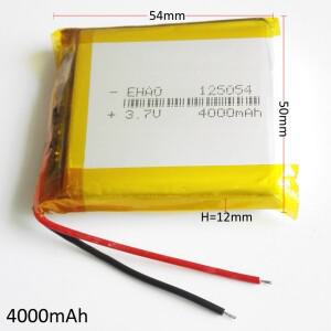 3.7V 4000mAh 리튬 폴리머 LiPo 충전지 125054 GPS PSP 전원 은행 태블릿 PC 스피커 노트북 MID DVD 패드용