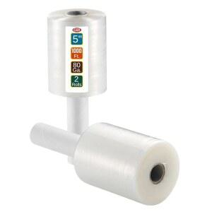 2팩 산업용 강도 미니 핸드 스트레치 랩 5인치 1000피트 롤 80게이지 두께, 이동 용품, 가구, 팔레트, 포장용 플라스틱 랩, 고강도 필름