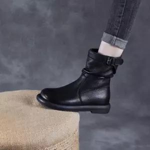 여성패션 워커힐 버클 워커 추동 리얼 가죽 셔링 숏부츠 DL4