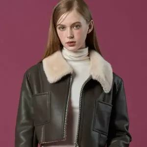 [KOLEAT]폭스 카라 플리스 라이트 무스탕 자켓 [Brown] 비건 퍼 ver.