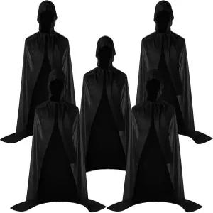 얀머시 5종 할로윈 성인 망토 후드 남녀공용 케이프 로브 여성 남성 코스프레 코스튬 파티(단일층 블랙)