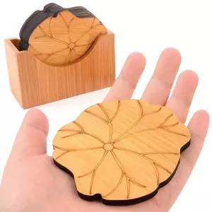 우드 티 코스터 세트 나뭇잎 컵받침 전통차받침/초대/손님/찾잔/커피/아이스/대접/접대/컵뚜껑/티코스터