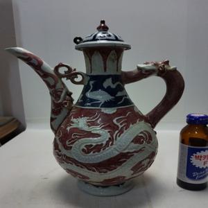 명대 골동 용문 청화백자 황실 주전자 높이31cm무게1.6kg 단초마을 골동품/수집품/도자기