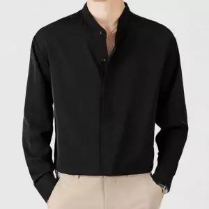 [골드스마일]남성용 데님 긴팔 차이나카라 셔츠 봄 가을 정장 남방