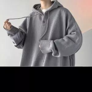 [골드스마일]남성 루즈핏 후드 니트 스웨터 후드 가디건 자켓