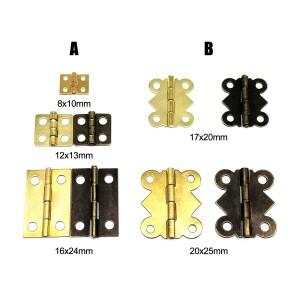 24X 미니 소형 소형 미니 소형 골동품 황동 황금 보석 가슴 선물 와인 나무 뮤직 박스 케이스 힌지 인형 집