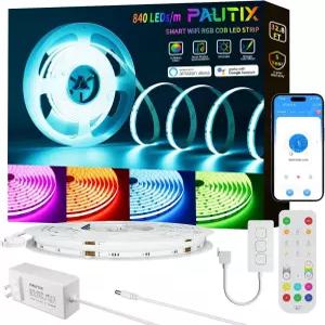 PAUTIX RGB COB LED 스트립 라이트 32.8피트/10m UL 840LED/m 24V 멀티컬러 플렉시블 테이프 알렉사/구글