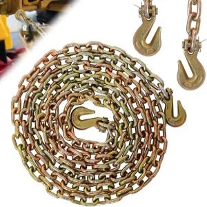 3/8인치 x 20피트 G70 운송 바인더 체인 안전/바인더 클레비스 그랩 후크 7 100파운드 견인 타이다운