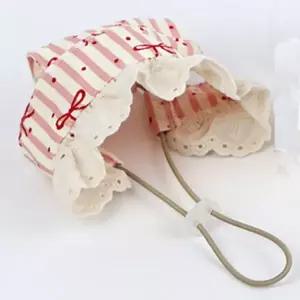 강아지 리본 레이스 보넷 모자 핑크 1P 산책 패션 자외선차단모자