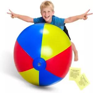 Nujzuir 지름 28인치 여름 풀 파티 생일 파티를 위한 초대형 풍선 비치볼 비치 테마 장식 레인보우 파크