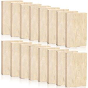 DEAYOU 16 팩 MDF 우드 보드, 미완성 아트 캔버스 페인팅 공예용 나무 패널, 중간 밀도 섬유 DIY용 1인치 두꺼운 블록 명판, 조각, 칩 5인치 x 3인치