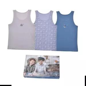 런닝 고래패턴 순면 남아 어린이 민소매 3매입 속옷