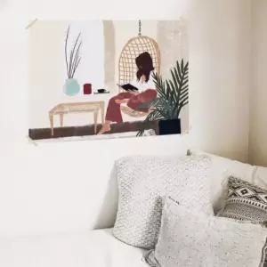 휴식 가림천 포스터 테피스트리 소녀 패브릭 인테리어액자 S 벽장식 대형