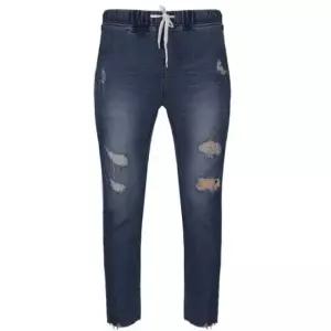 헤짐디테일 밴딩 7부 청바지