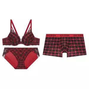 게스언더웨어 홀리데이 하트체크 남여커플세트(GDWBRB12월DRB12)