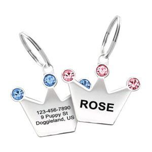 커스텀 크리스탈 스테인리스 가능한 주소로 크라운 안전 칼라 애완동물 SOS 반지 설정 반짝임 매력 귀여운 전화, 이름, 고양이와 강아지 블링 태그, 형 스틸 잃어버린 개인 각인 ID 반짝이는