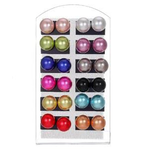 12쌍 컬러 모조 진주 귀걸이 세트 클래식 인조 원형 볼 10mm / 0.39 모듬 멀티 여성 신부 결혼식 파티 주얼리 선물